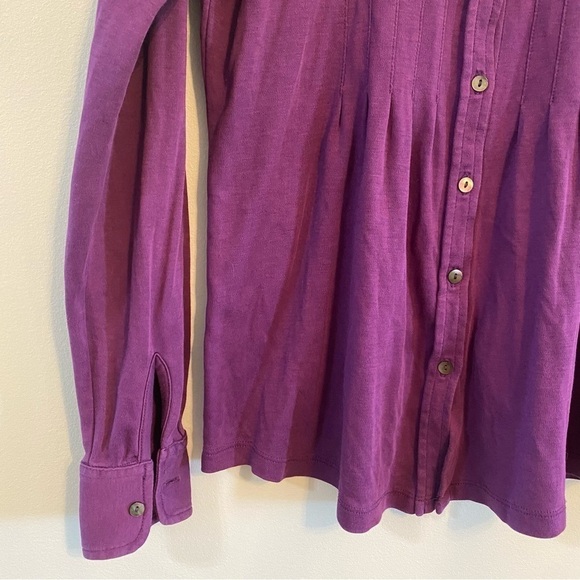 L.L. Bean purple long sleeve button down blouse extra small - Picture 2 of 6